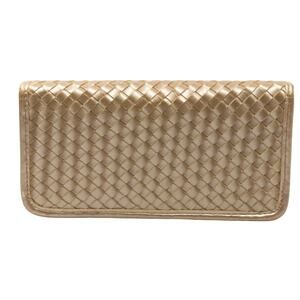 Large Bifold Faux Leather Woven Y2K Vintage MILOR Ivory Wallet with Mirror